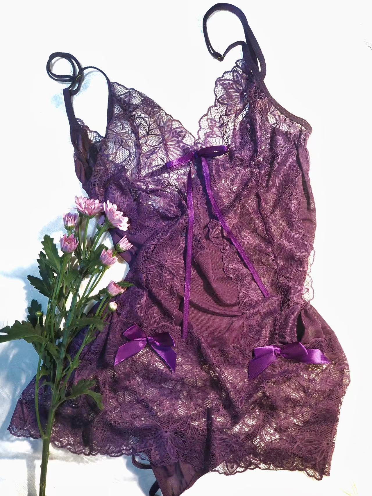 Purple Lace Babydoll Lingerie