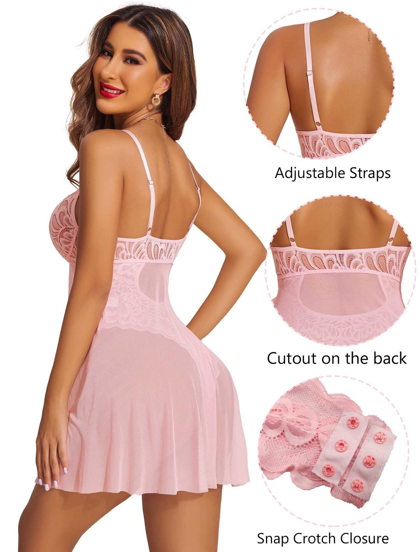 Pink Lace Babydoll Lingerie
