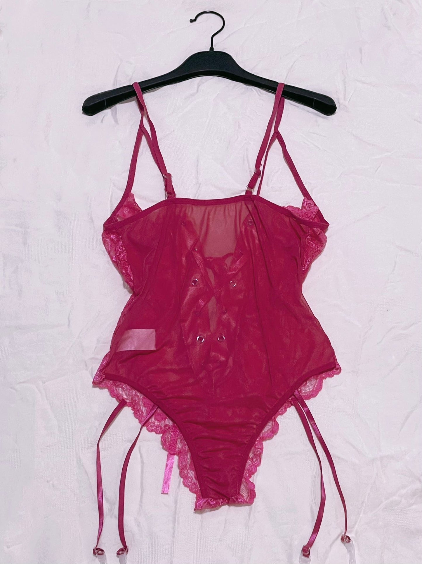 Hot Pink Lace Corset Lingerie