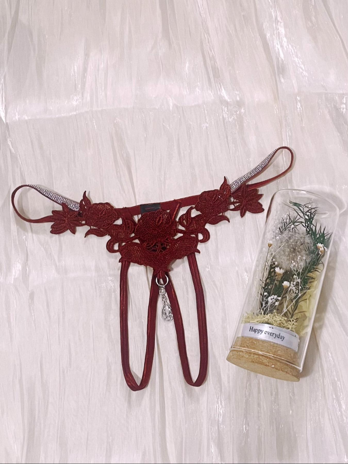 Red Lace Strappy Thong