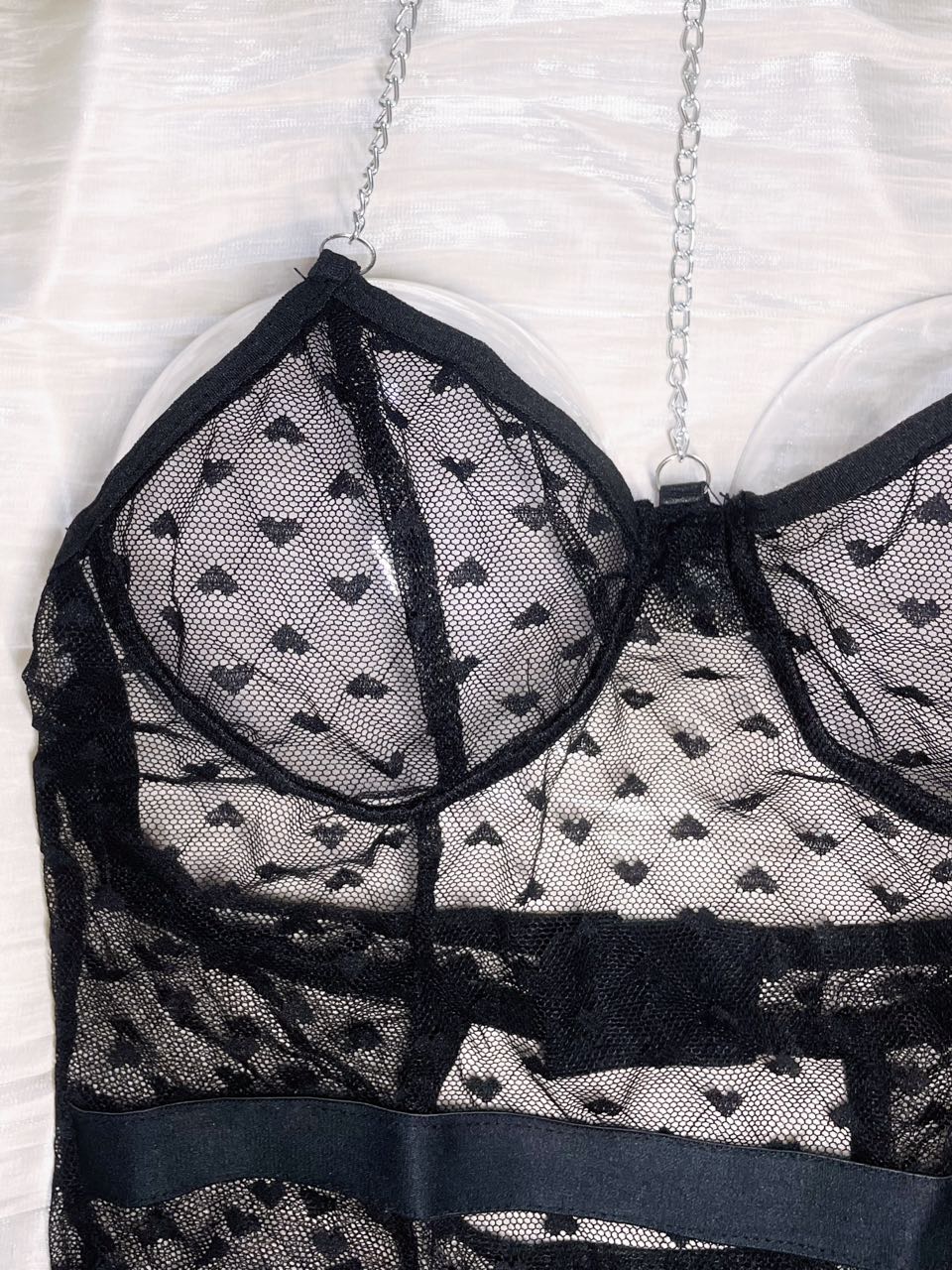 Black Heart Mesh Teddy