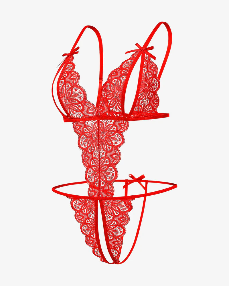 Red Lace Strappy Teddy