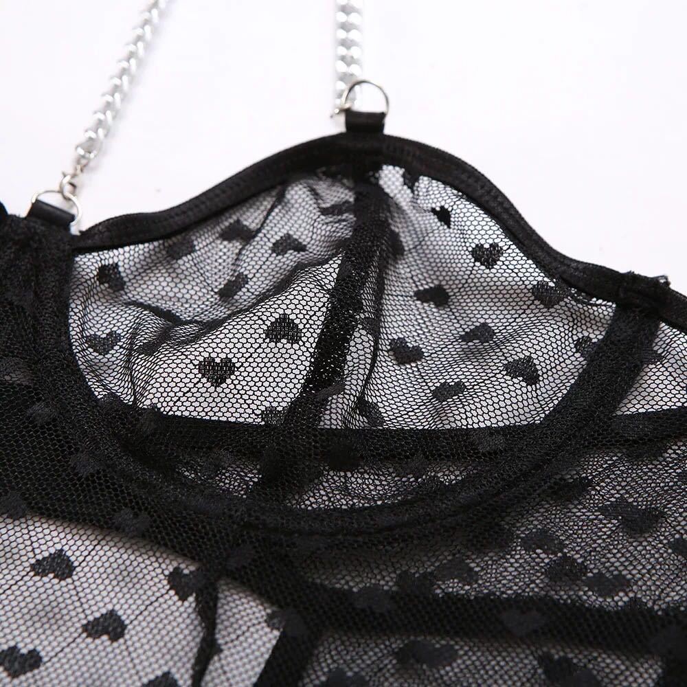 Black Heart Mesh Teddy