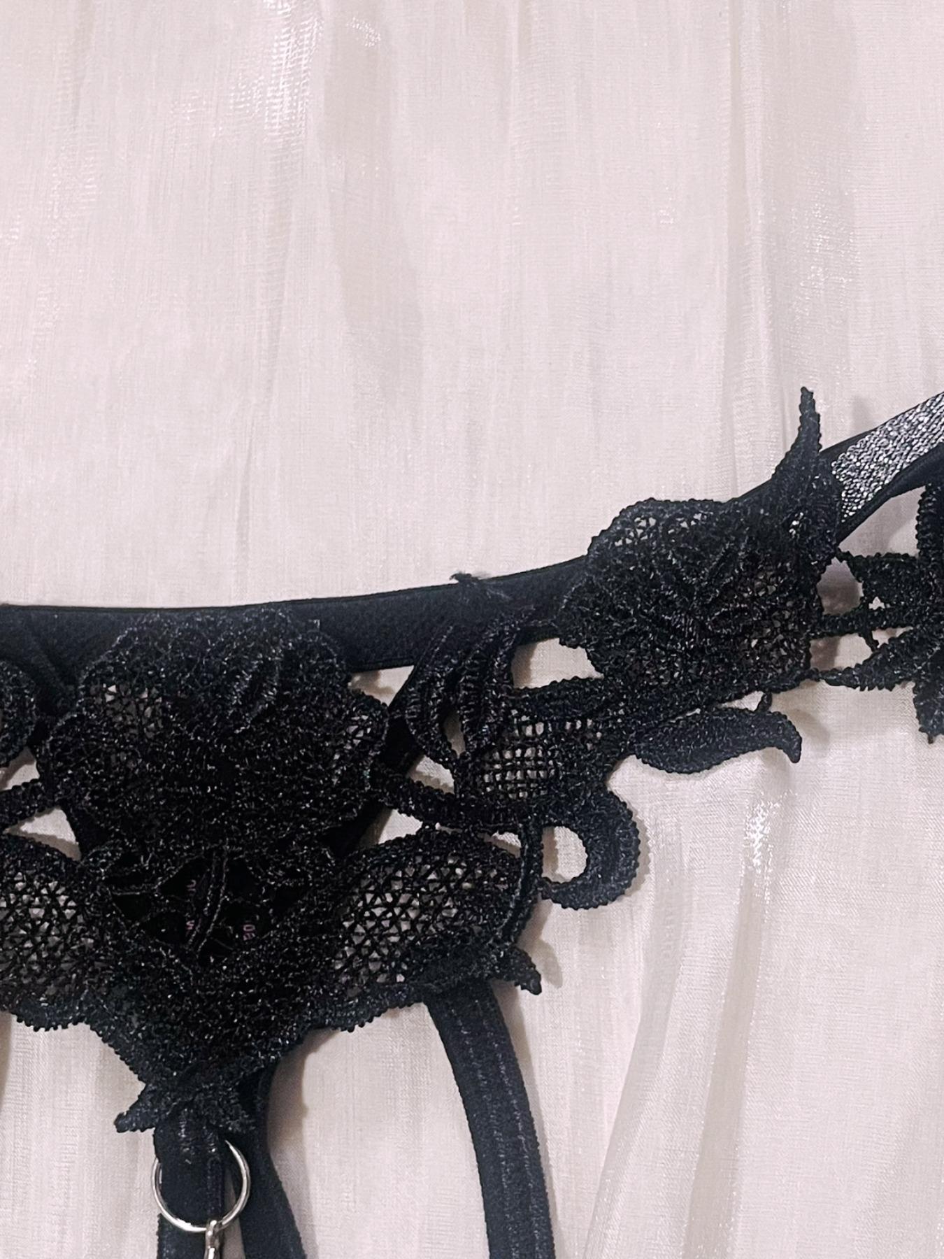 Black Lace Strappy Thong