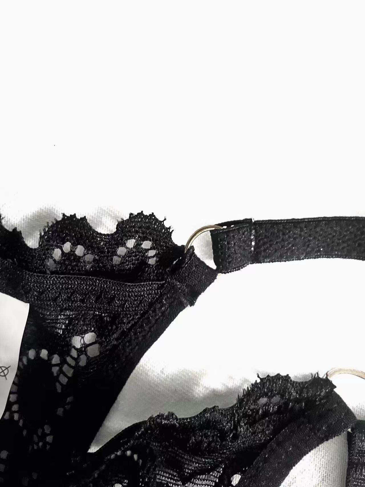 Black Lace Heart Harness Thong
