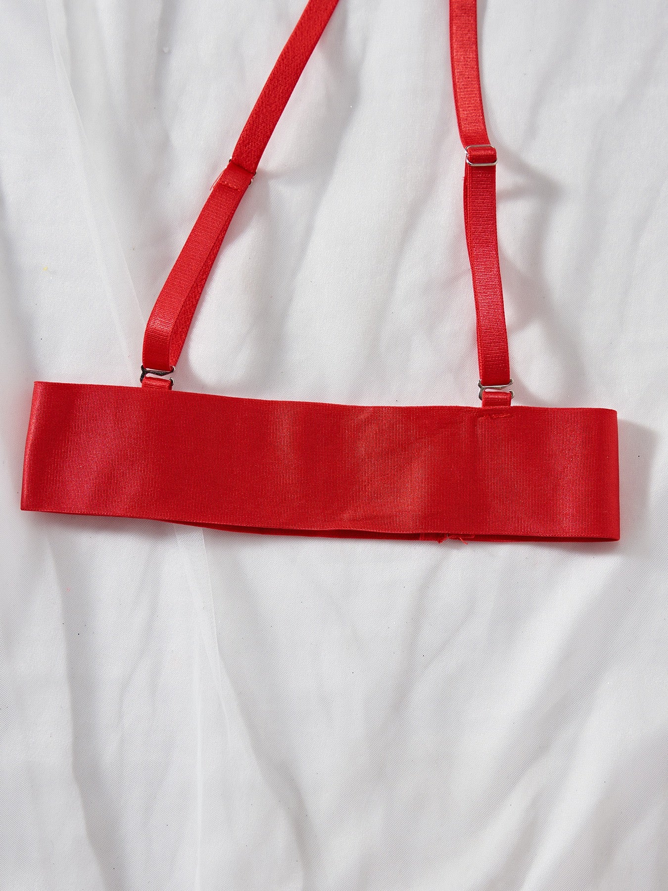 Red Embroidered Lace Lingerie Set