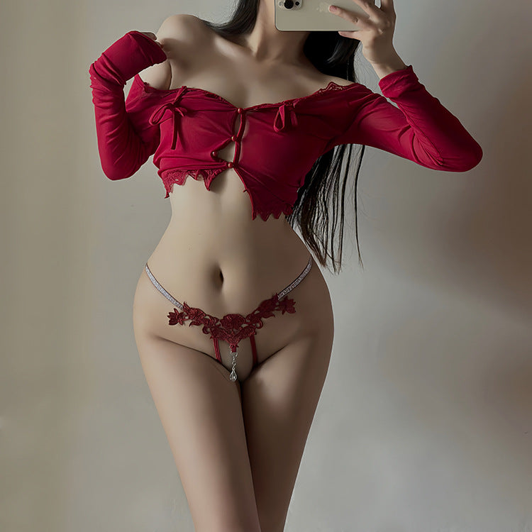 Red Lace Strappy Thong
