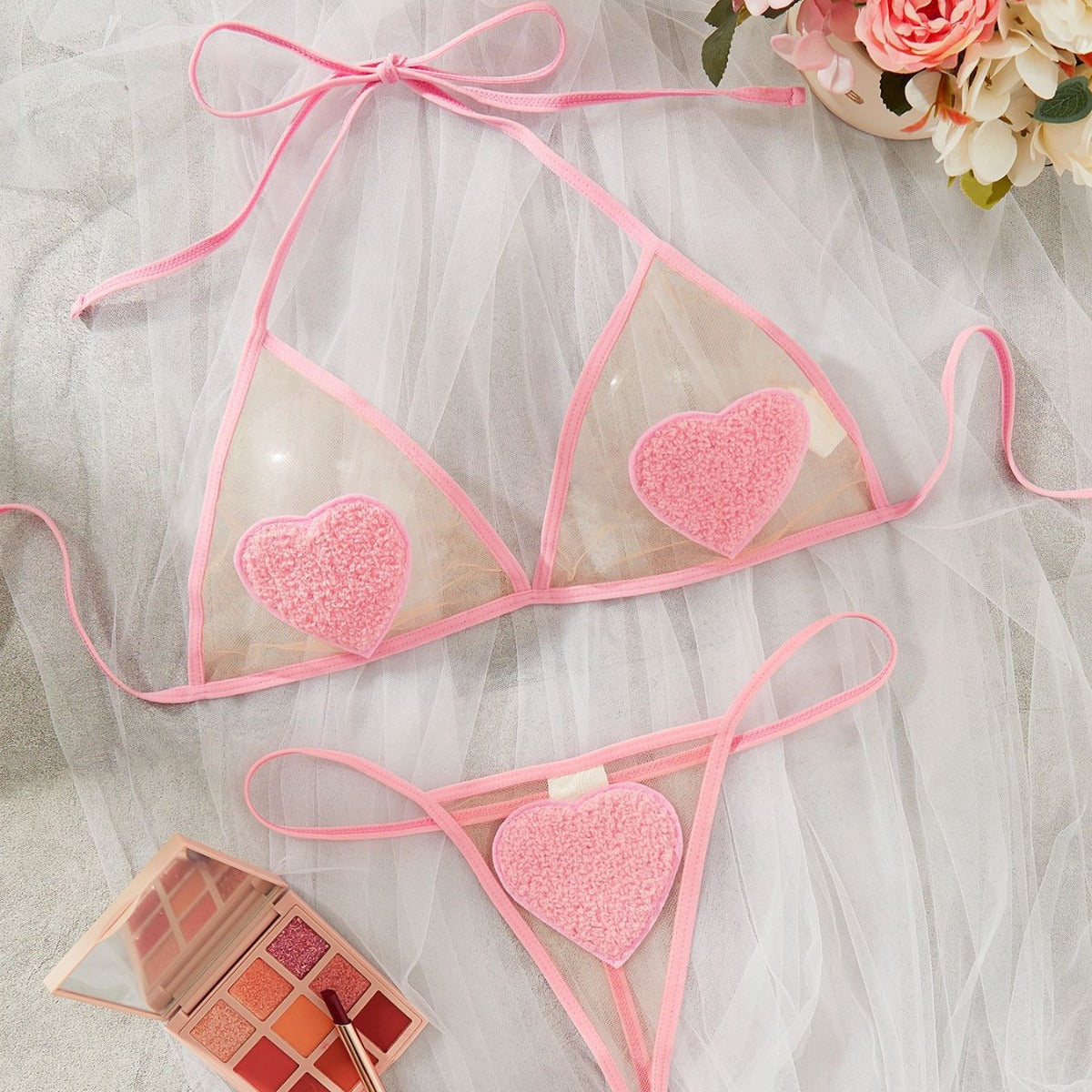 Sweetheart Sheer Mesh Lingerie Set