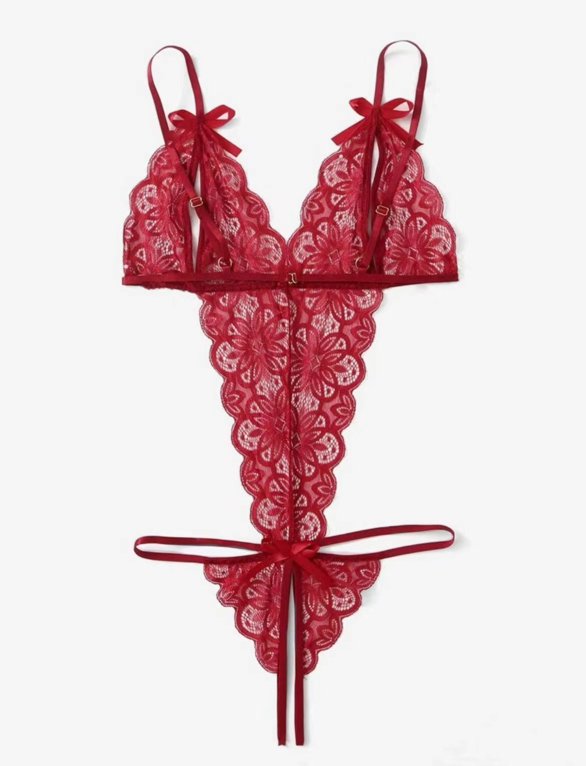 Red Lace Strappy Teddy