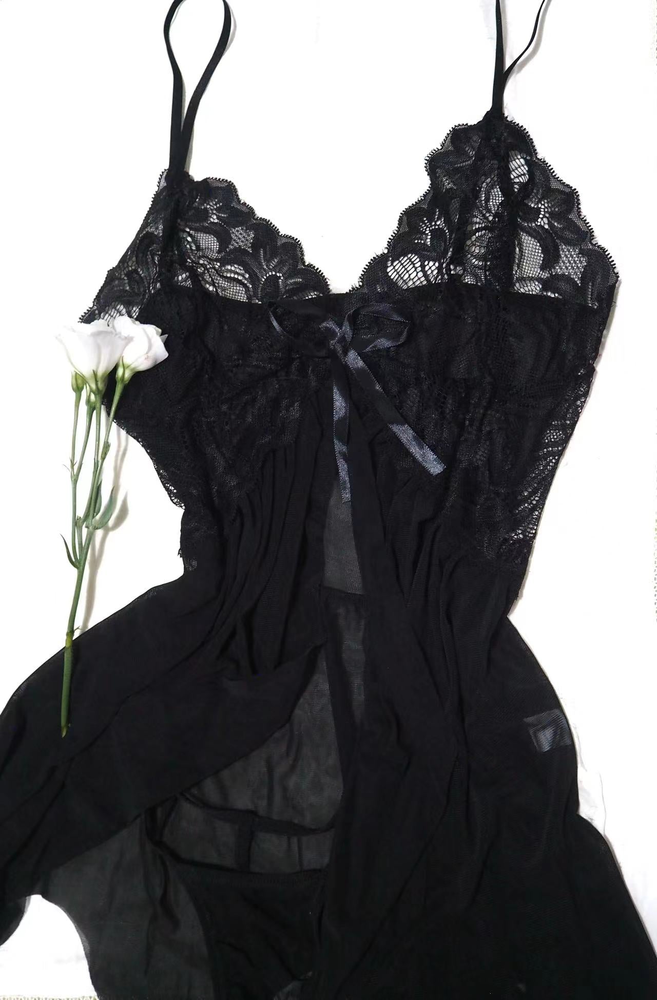 Black Lace Babydoll Lingerie Set