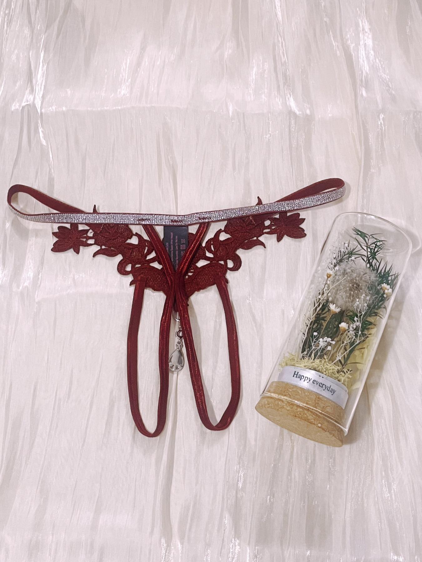 Red Lace Strappy Thong