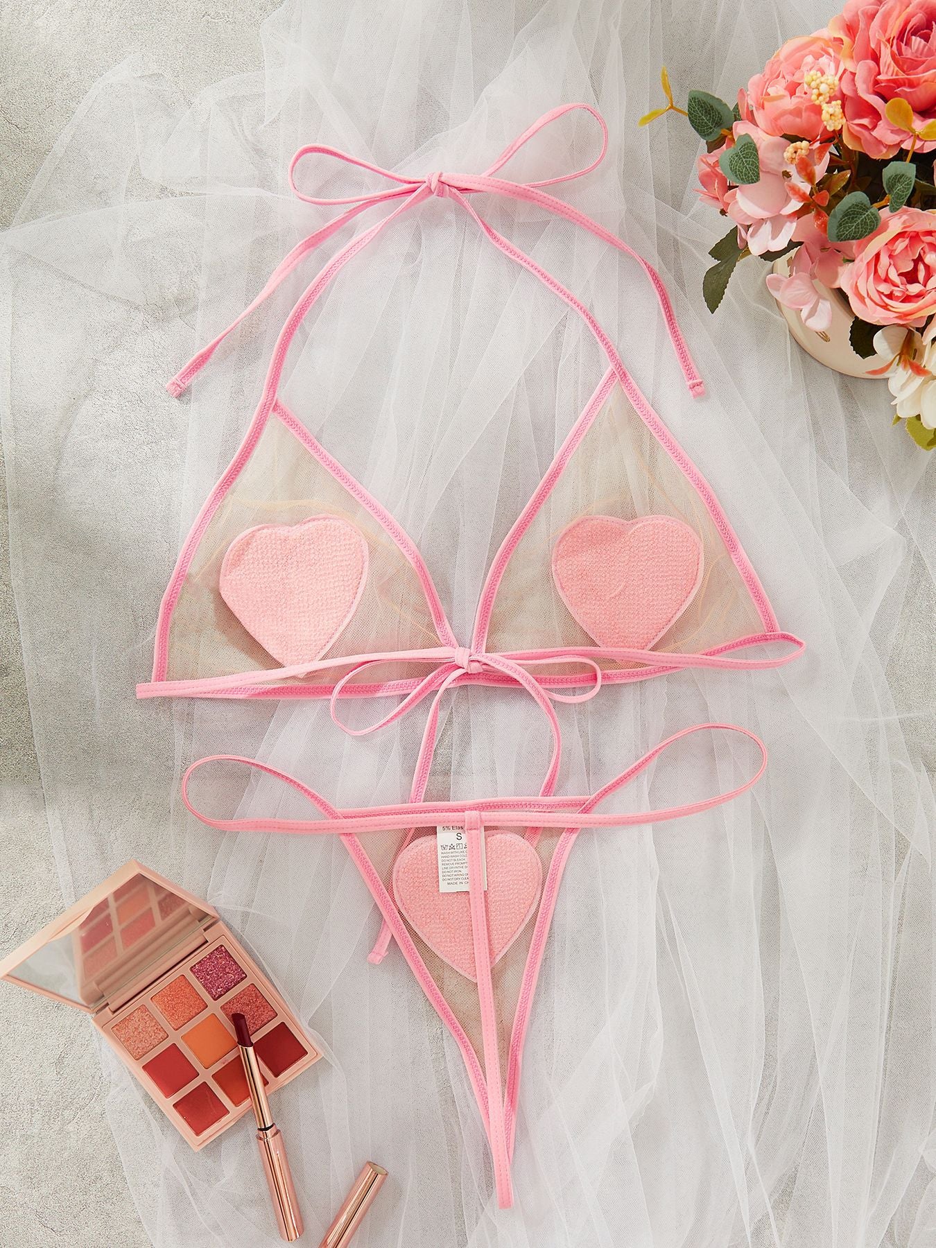 Sweetheart Sheer Mesh Lingerie Set