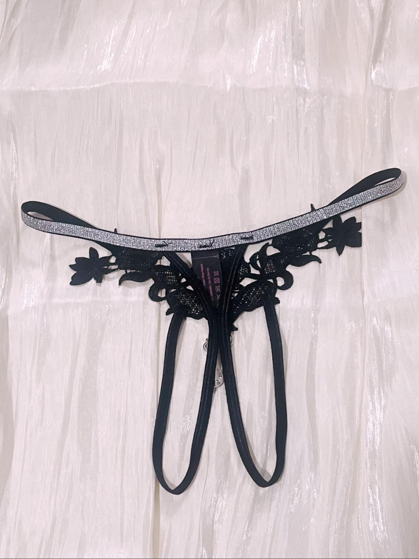 Black Lace Strappy Thong