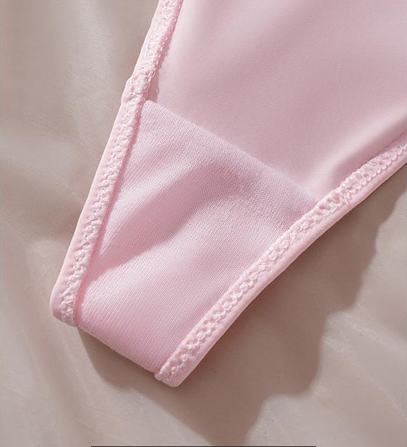 Lace Thong Panties with Strappy V-Back & Ring Detail – Sheer Hip Lace