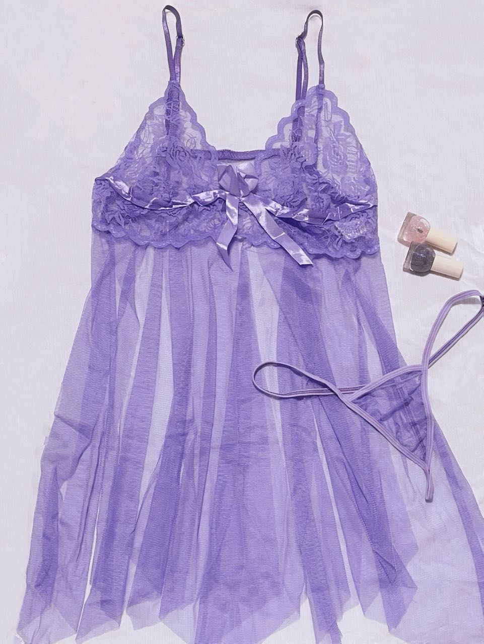 Lavender Lace Babydoll Lingerie Set