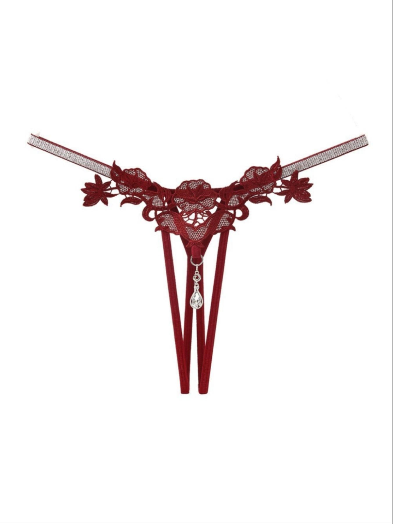 Red Lace Strappy Thong