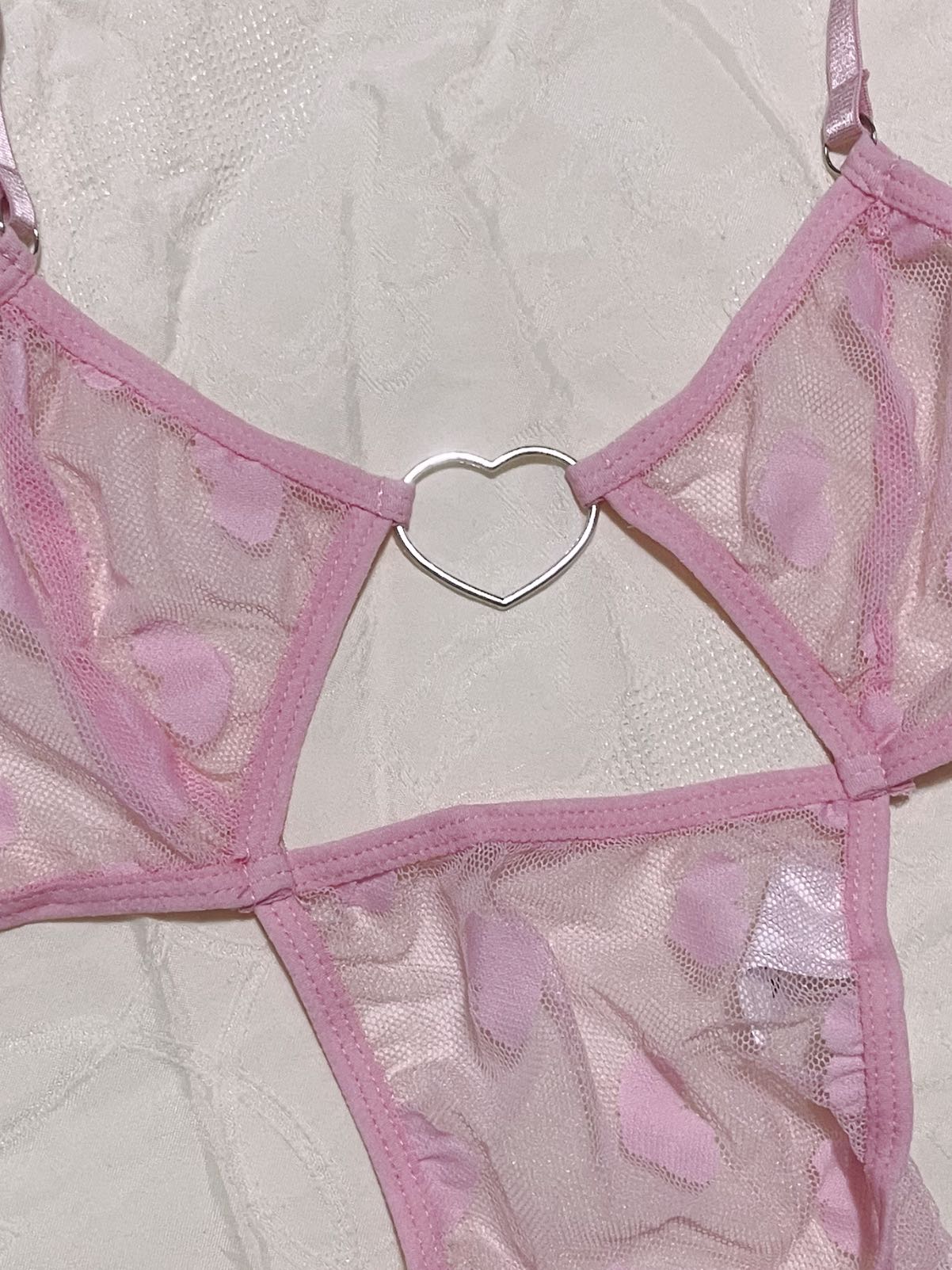 Pink Heart Mesh Teddy