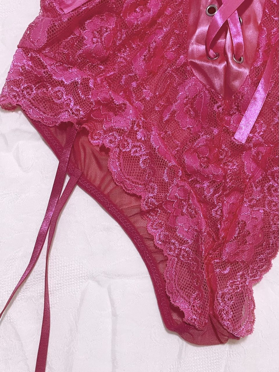 Hot Pink Lace Corset Lingerie
