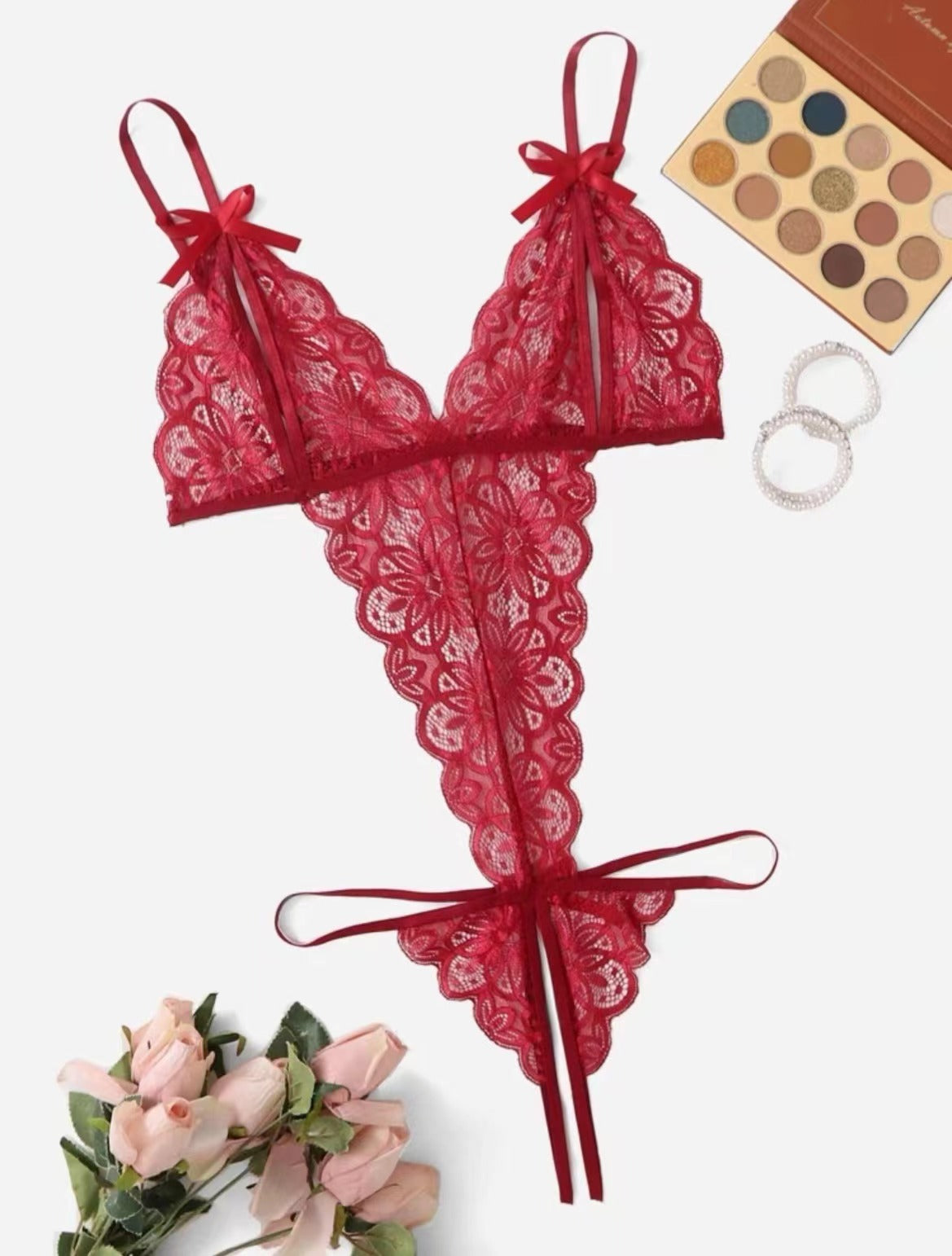 Red Lace Strappy Teddy