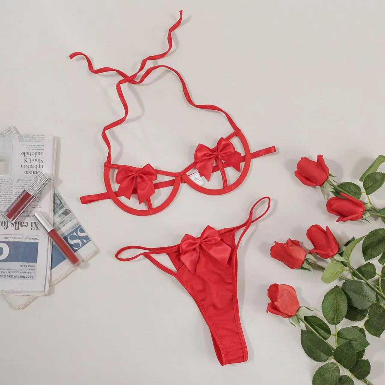 Red Bow Lingerie Set