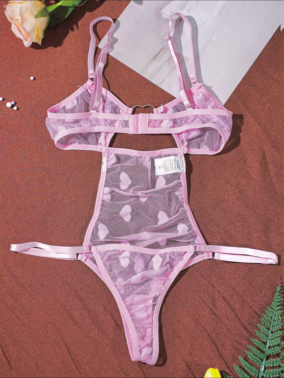Pink Heart Mesh Teddy