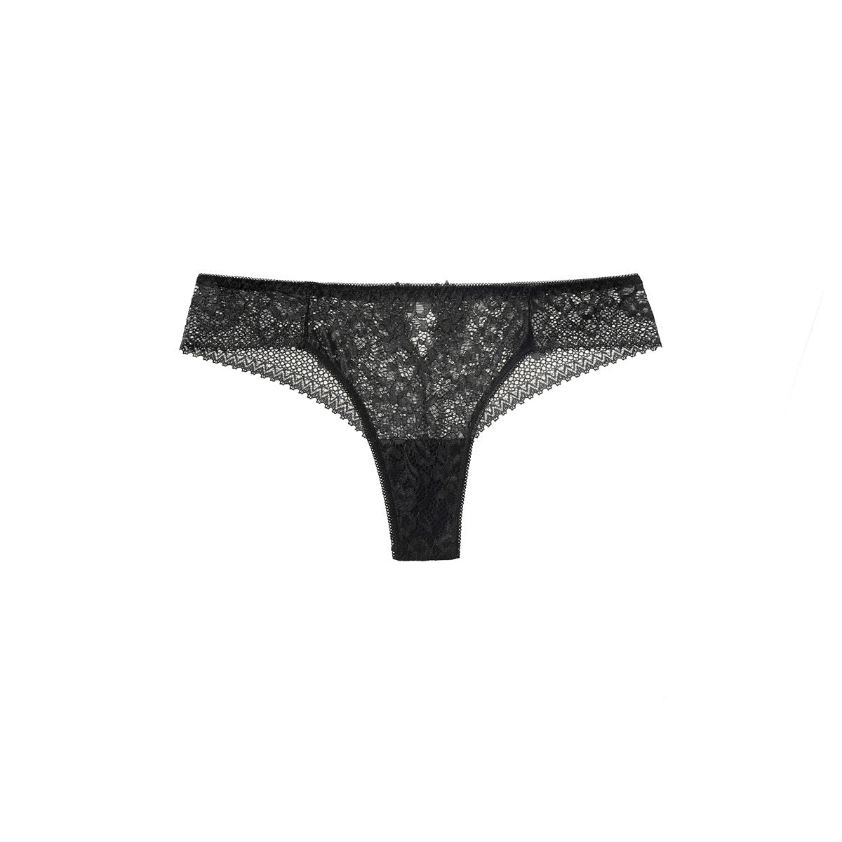 Sheer Floral Lace Thong with Back Keyhole Detail