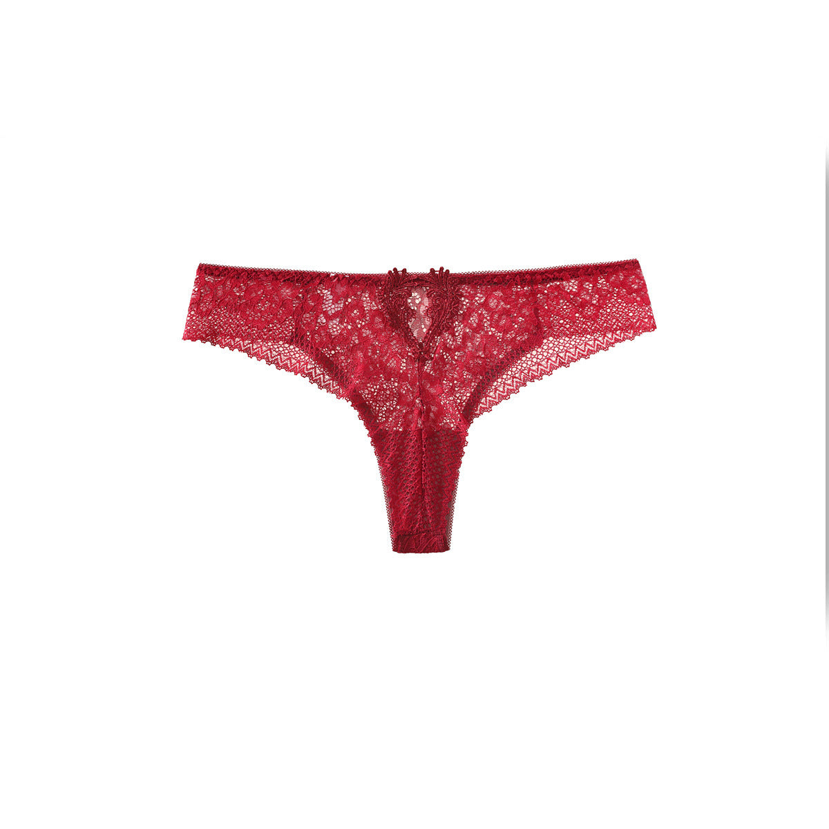 Sheer Floral Lace Thong with Back Keyhole Detail