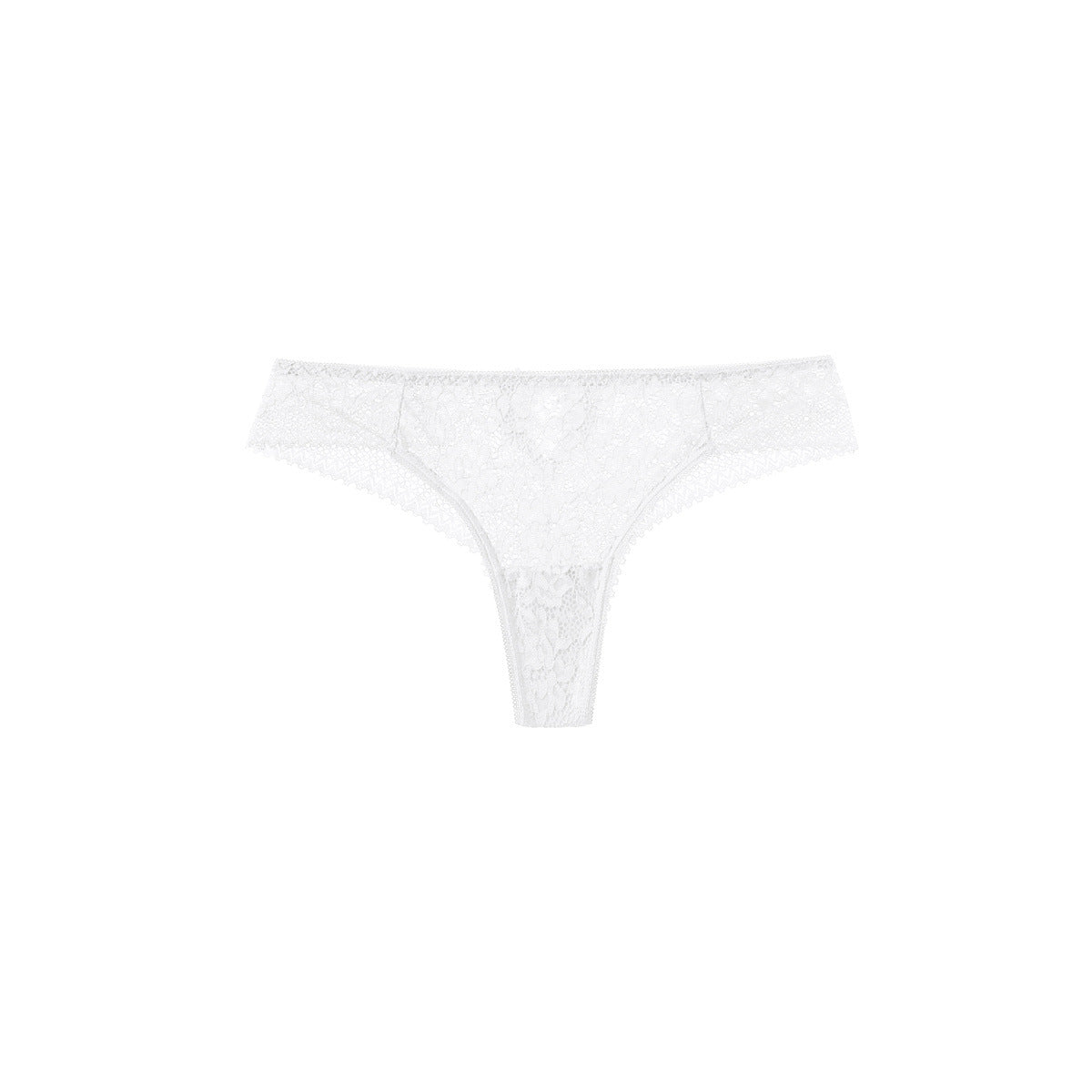 Sheer Floral Lace Thong with Back Keyhole Detail