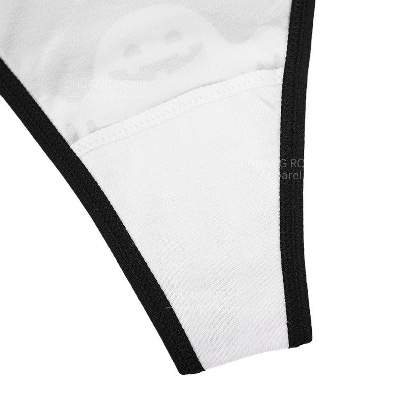 Women’s Halloween Lace Waist Panties – Pumpkin / Skull / Bat / Spider Web Print