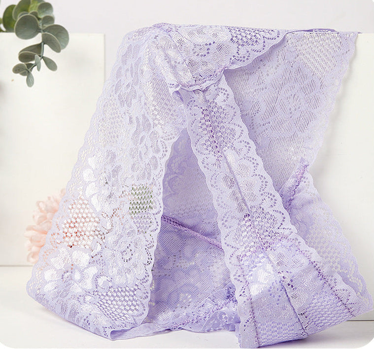 Sheer Floral Lace Thong with Wide Lace Waistband