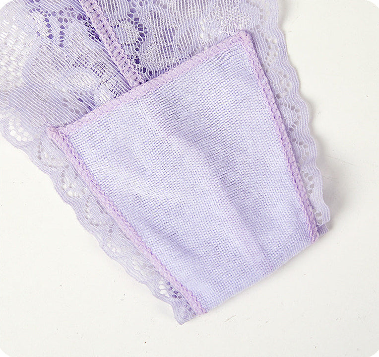 Sheer Floral Lace Thong with Wide Lace Waistband