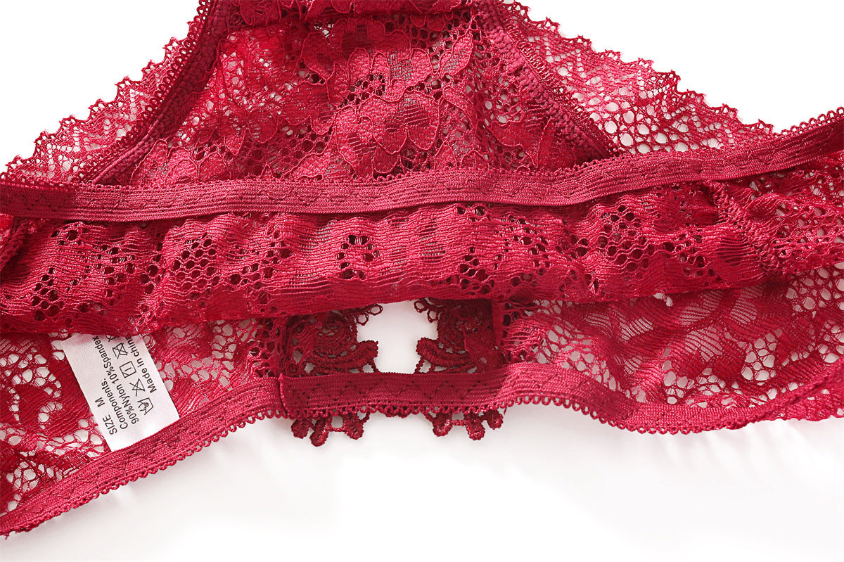 Sheer Floral Lace Thong with Back Keyhole Detail