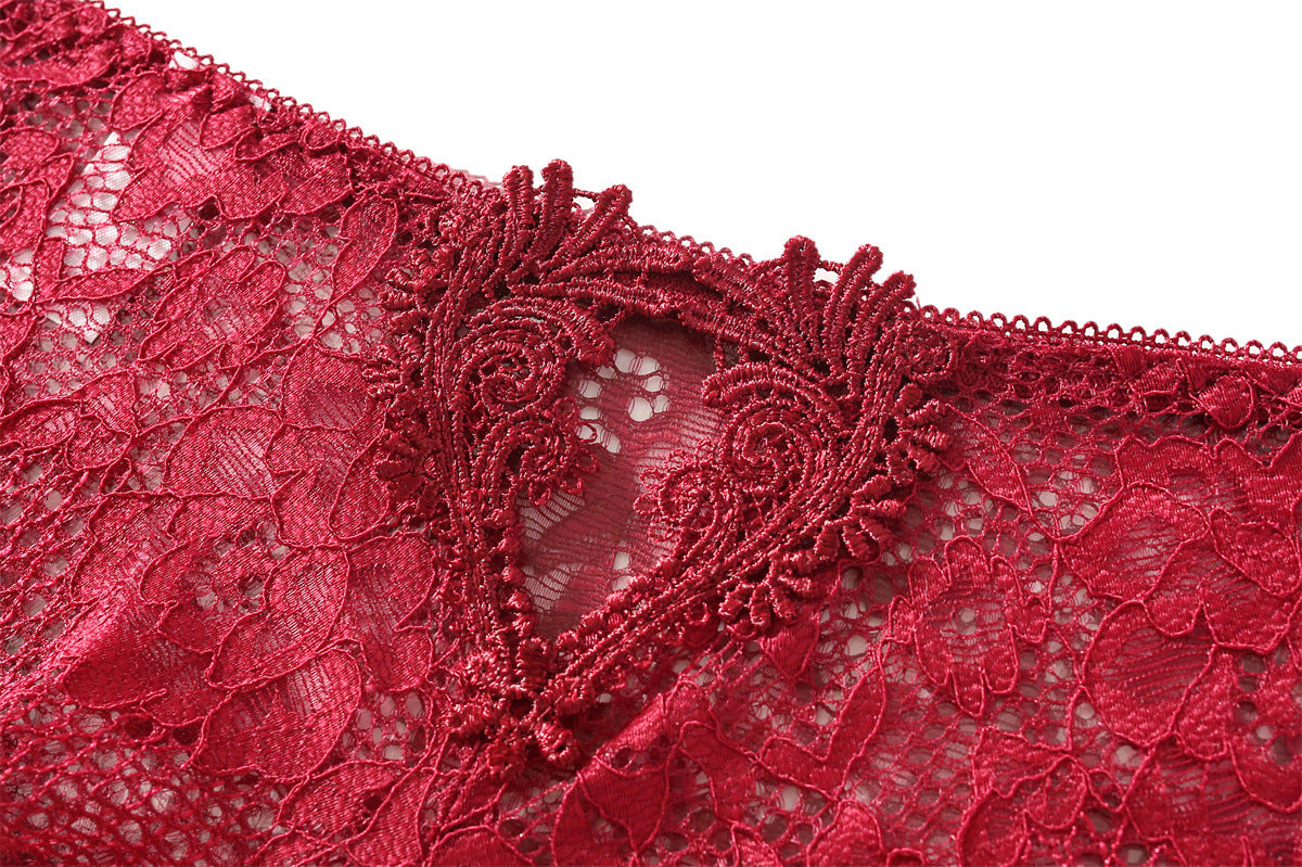 Sheer Floral Lace Thong with Back Keyhole Detail