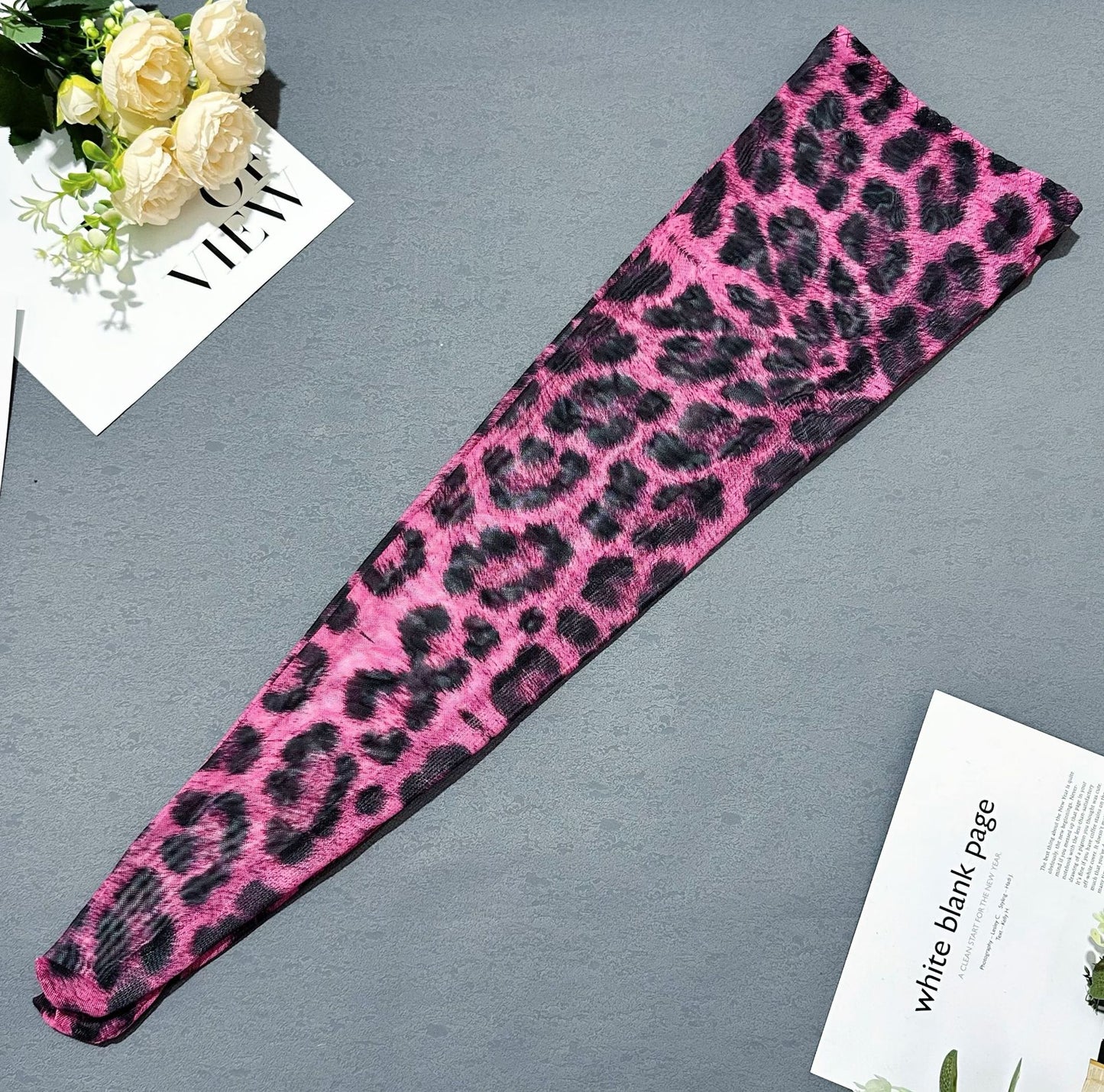 Halloween Leopard Lingerie 5-Piece Set — Bra, Thong, Garter Belt, Over-knee Stockings & Choker