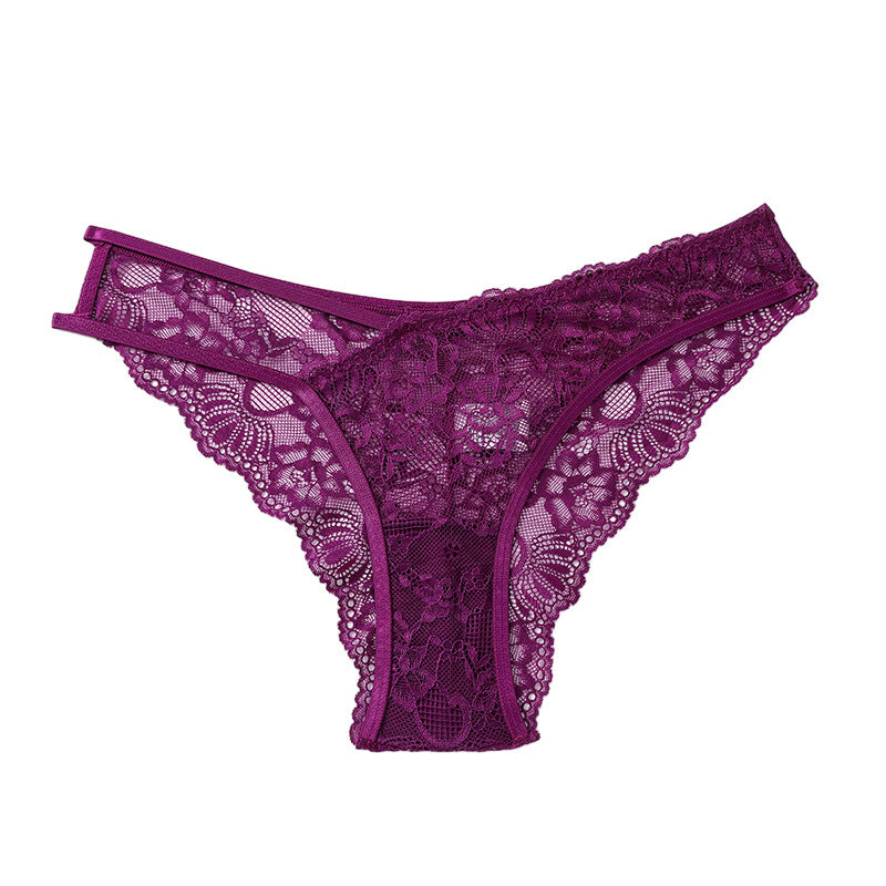 Asymmetric Lace Panties with One-Side Double Straps