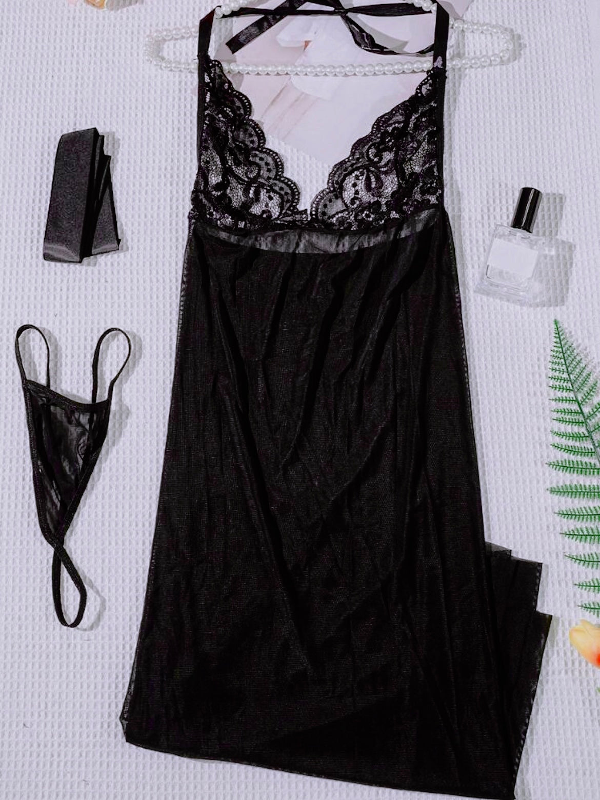 Black Sheer Lace Lingerie Set