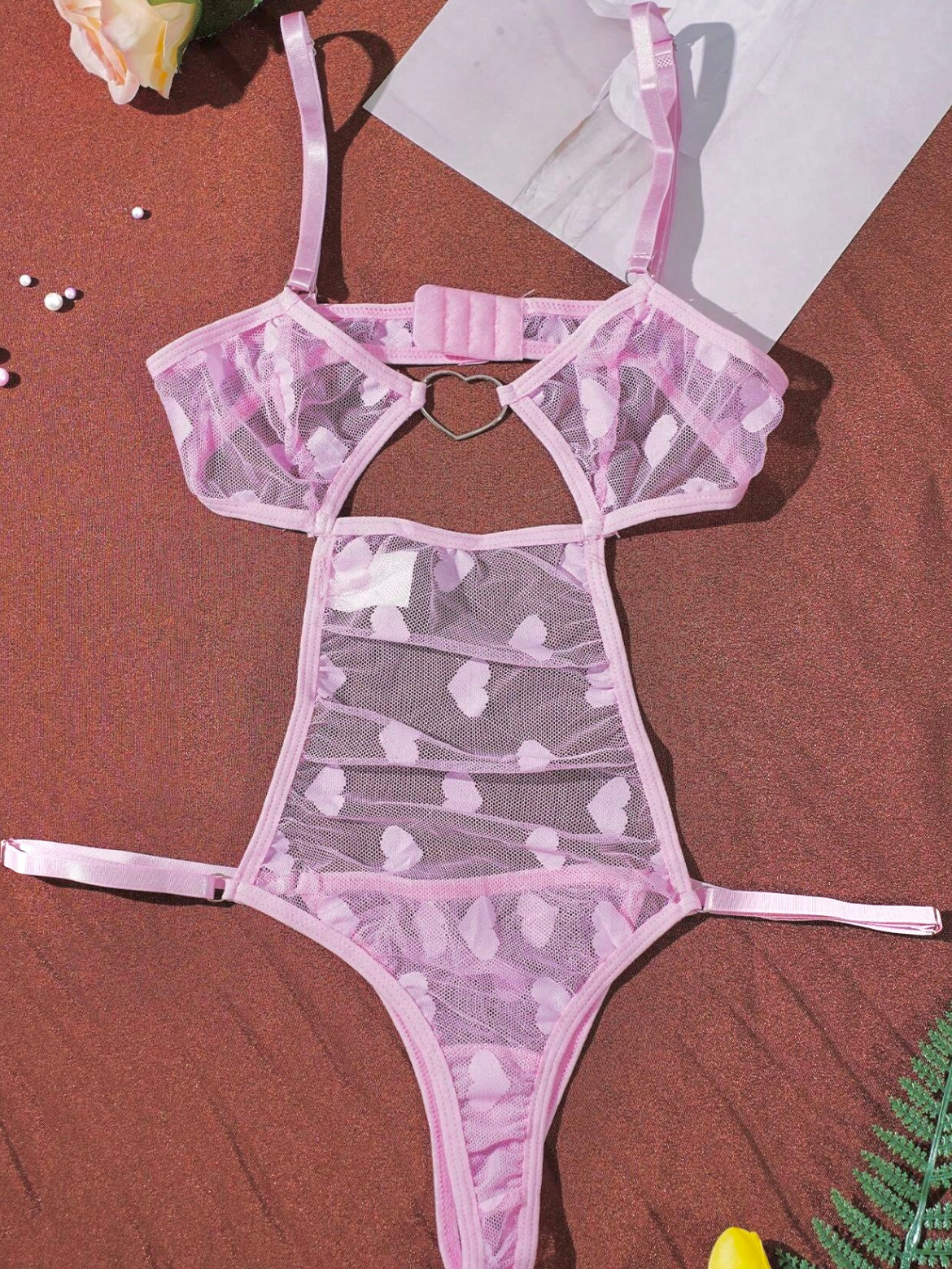 Pink Heart Mesh Teddy