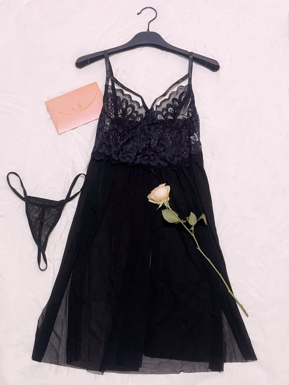 Black Sheer Lace Lingerie Set